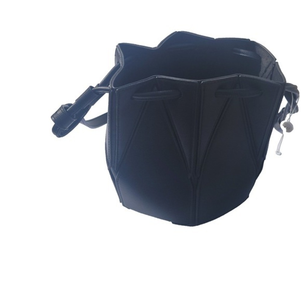 MMS Design Studio Black‎ Faux Leather Purse Geometric Sculptural Edgy Minimalist